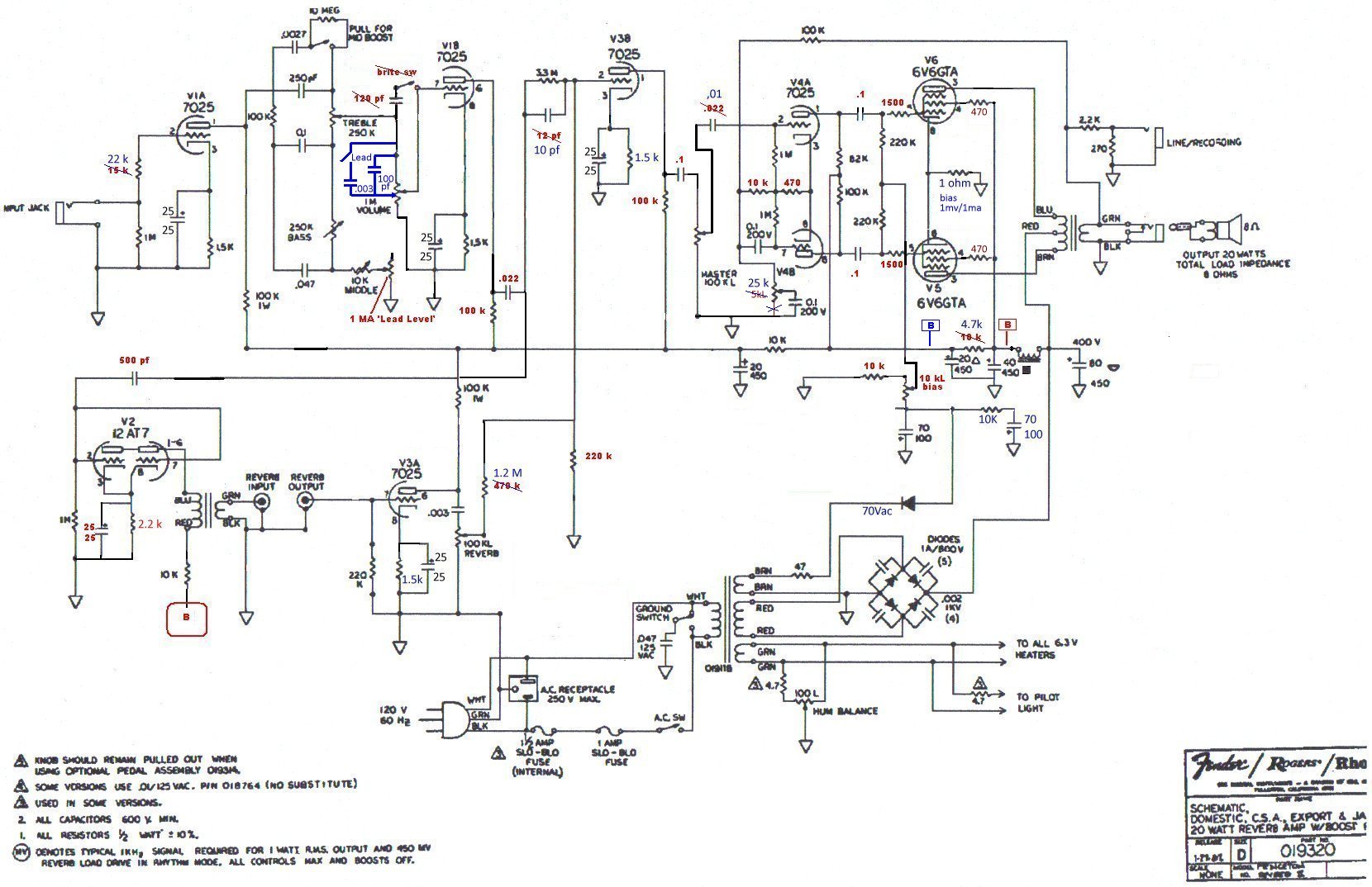 Fender twin reverb схема